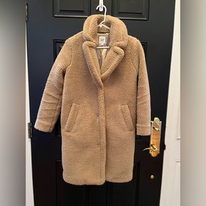 Gap teddy coat light brown size petite XS